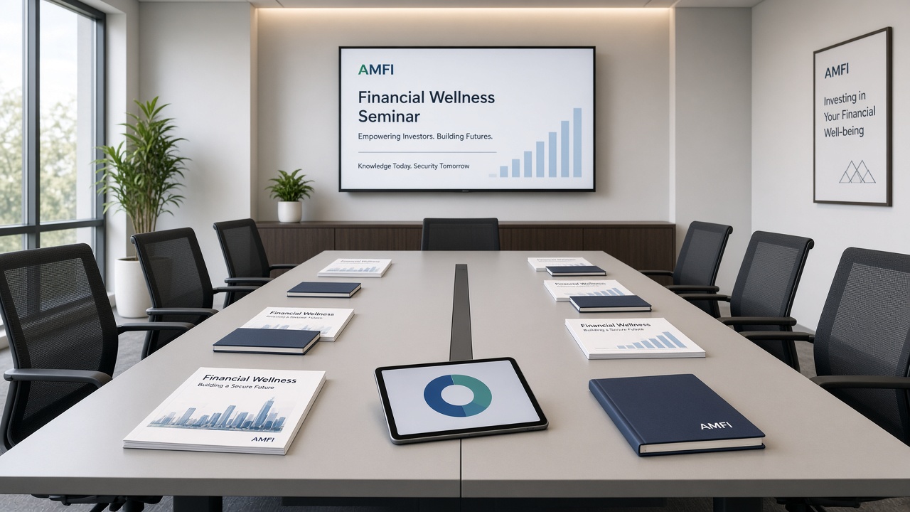 Printed session handouts on a conference table after a wellness seminar